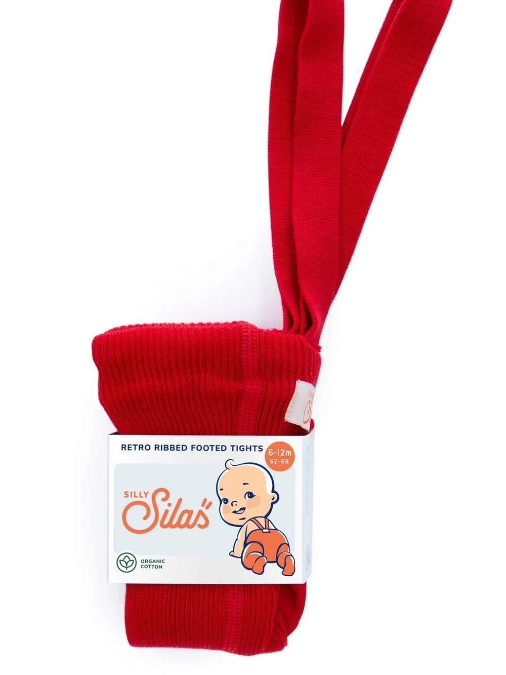 Silly Silas Ribbed Footed Tights - Red